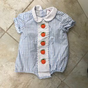 Blue Windowpane Embroidered Pumpkin Bubble